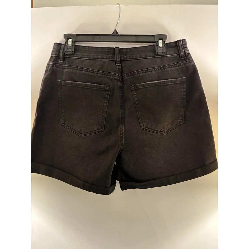 Black Tape Women's Black Washed Denim Shorts Size 29 Cuffed Mid Rise NWT
